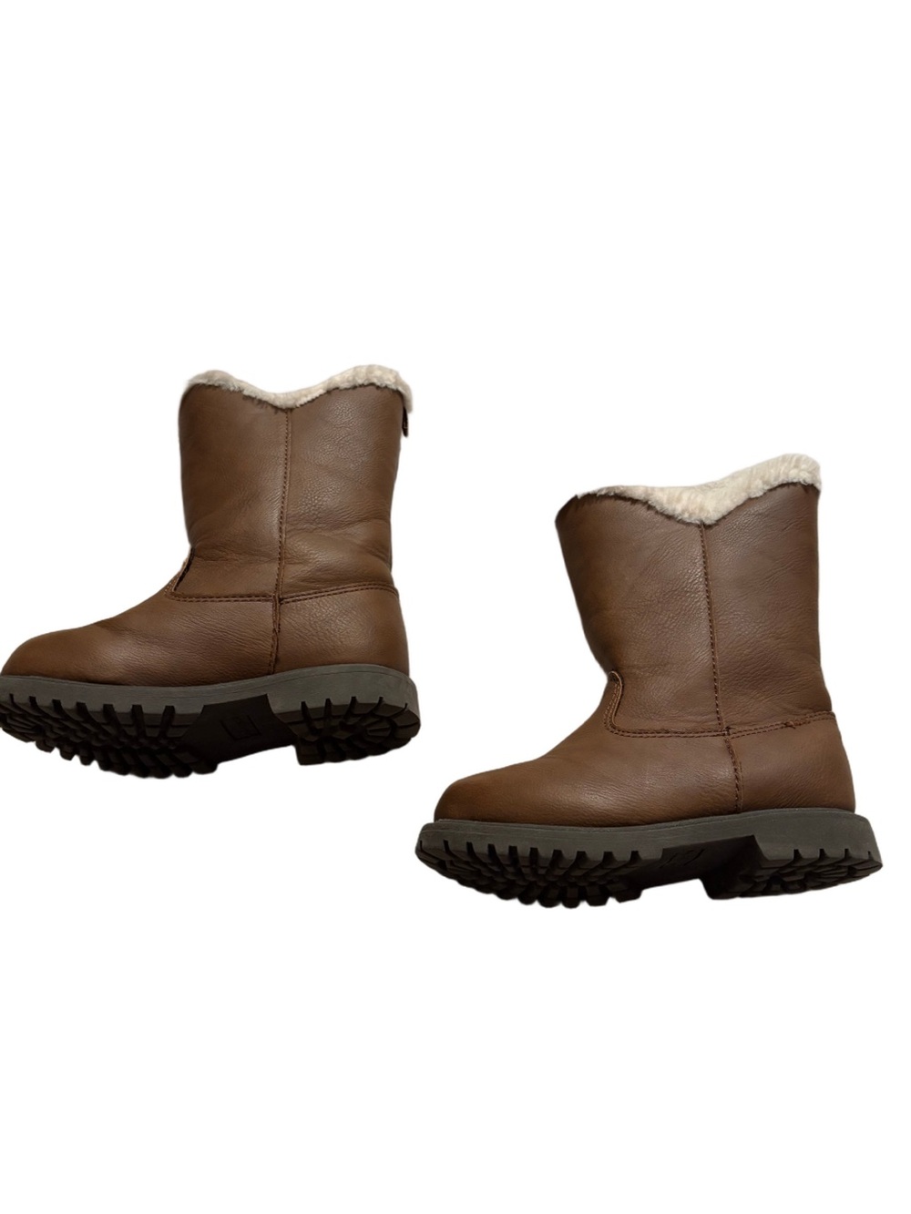 Toddler Brown and White Faux Fur Boots Size 8